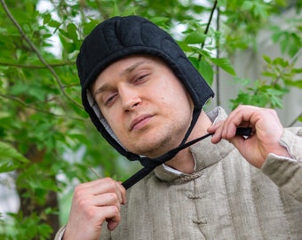 Linen Padded Coif - Medieval Arming Cap For Helmet - Quilted Head Protection For Knight - Reenactment, LARP, Cosplay - Knight Cosplay