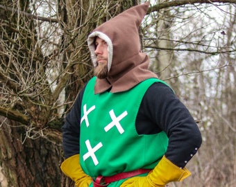 Capucha medieval temprana - Capucha para los siglos XII y XIII - Lana, lino - Ropa medieval para recreación histórica, LARP, SCA - Viking Gugel