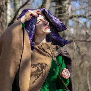 Short Circle Cloak - Wool Medieval Pilgrim Cape Clothing - Reenactment, Cosplay, Fantasy, Steampunk, LARP Costume - For Woman And Man