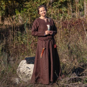 Hedeby Viking Dress for Women - 100% Linen - Inspired by Hedeby Findings - Authentic Early Medieval Attire - Rustic Long Dress - Linen Dress