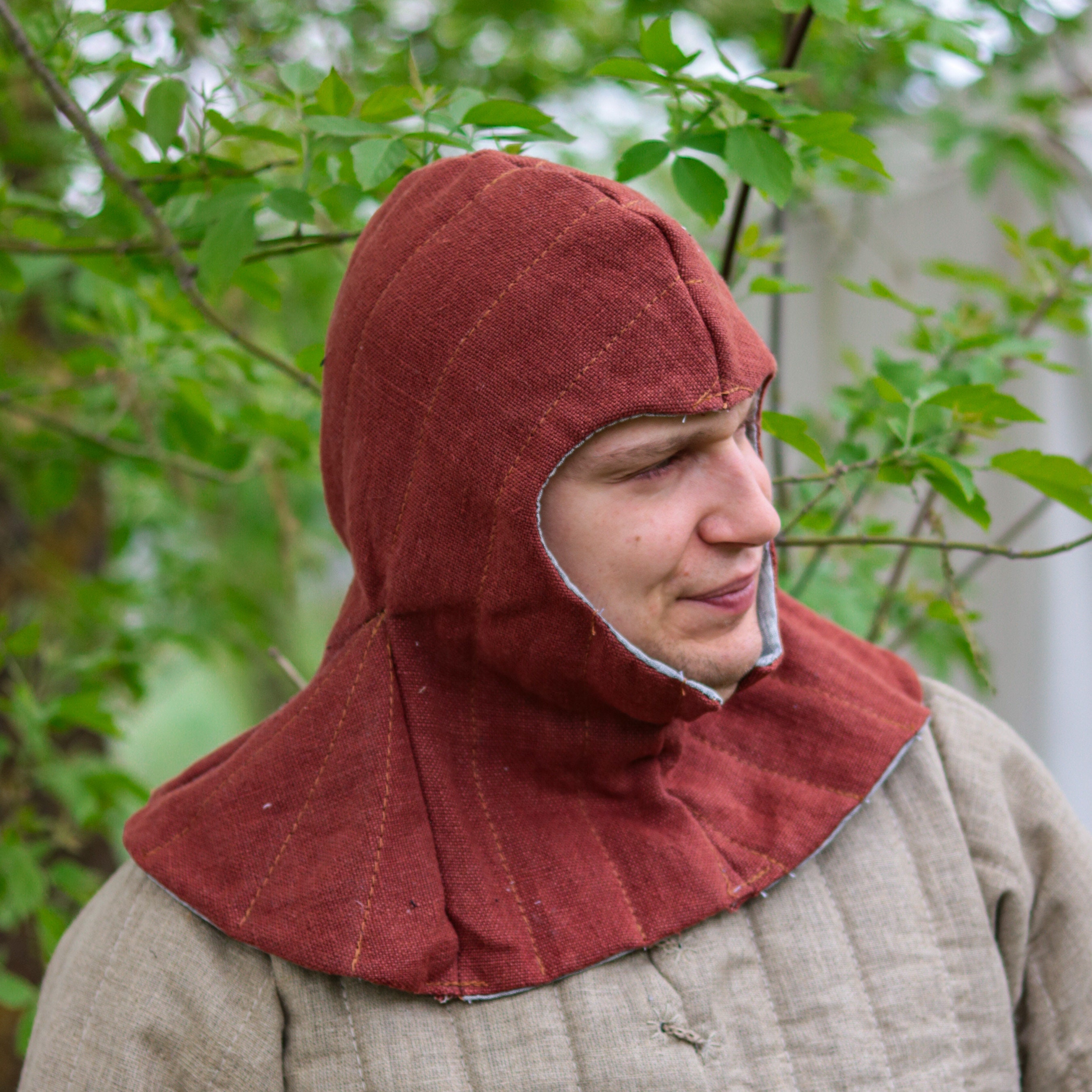 Medieval Padded Hood for Helmet, Chainmail - Linen Arming Cap for ...