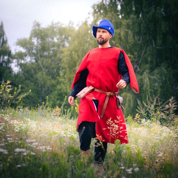 Medieval Surcoat - Wool & Linen Historical Clothing - 13th Century Men's Garment