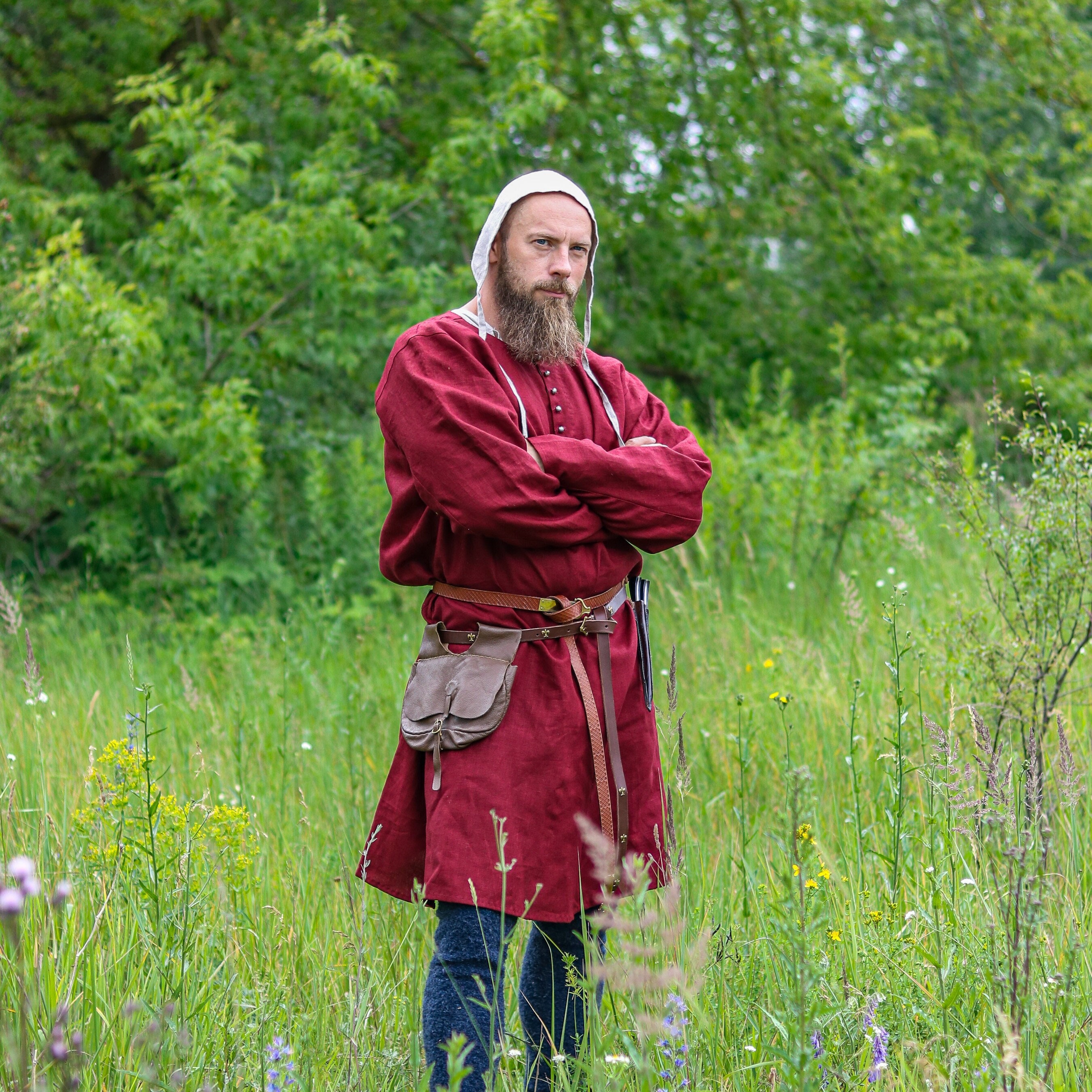 Medieval Men's Tunic - 100% Linen - Long Sleeve Shirt - Basic
