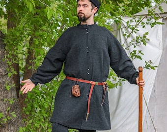 Medieval Robe - Wool & Linen - 15th Century Men’s Gown - Medieval Costume - Loose Tunic For Reenactment, LARP, Cosplay
