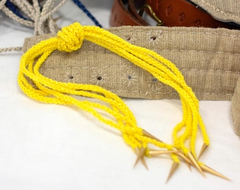 Handmade Lacing Points With Brass Aiglets - Set Of 5 Pieces - Medieval Aglets With Linen Laces - For Clothing & Gambesons - Braided Cord