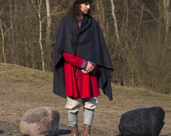 Viking Cloak Feldr – Historical Wool Rectangular Cape - Early Medieval Clothing - Reenactment, LARP Costume - Early Medieval Cloak - Simple