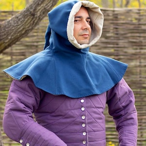 Liripipe Hood - Wool - Linen Cowl - 14th & 15th Century - Gugel - Chaperone For Men - Medieval Fashion For Reenactment, Fantasy, LARP, SCA