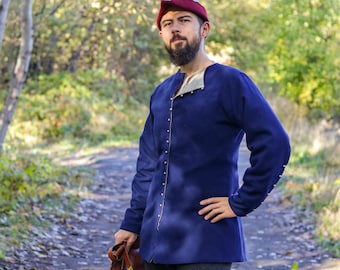 Túnica elegante de lana para hombre - Traje del siglo XIV - Ropa medieval - Moda histórica masculina - Recreación histórica, LARP, Cosplay