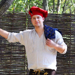 Men&#39;s Linen Shirt - 100% Linen Clothing - Pure linen - European linen -Vintage Natural Long Sleeve Shirt for Summer, Medieval, LARP - Garden
