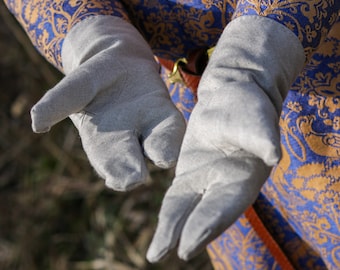 Gants médiévaux - 100 % lin - gants trois doigts pour femmes - mitaines en lin - mitaines crachées pour costume médiéval - reconstitution historique, vêtements GN