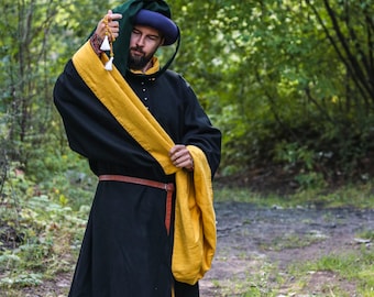 Houppelande - Medieval Dress For Men - Court Dress For 14th & 15th Century Costume - Woolen Historical Gown - Mens costume