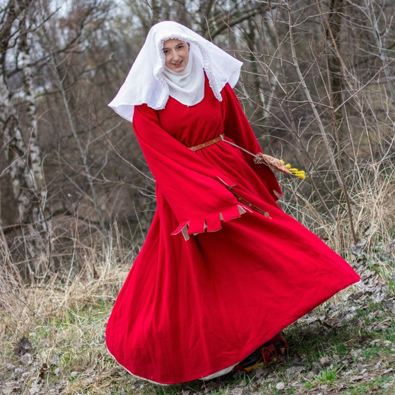 Houppelande - Medieval Dress for Women - 14th & 15th Century Fashion - Court Costume for A Lady - Historical Gown - Reenactment, Larp, SCA