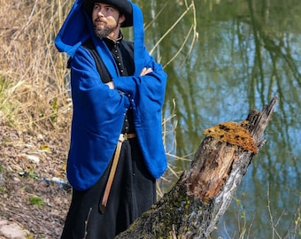 Houppelande A Grande Assiettes - Medieval Dress For Men - Court Dress For 14th & 15th Century Costume - Woolen Historical Gown