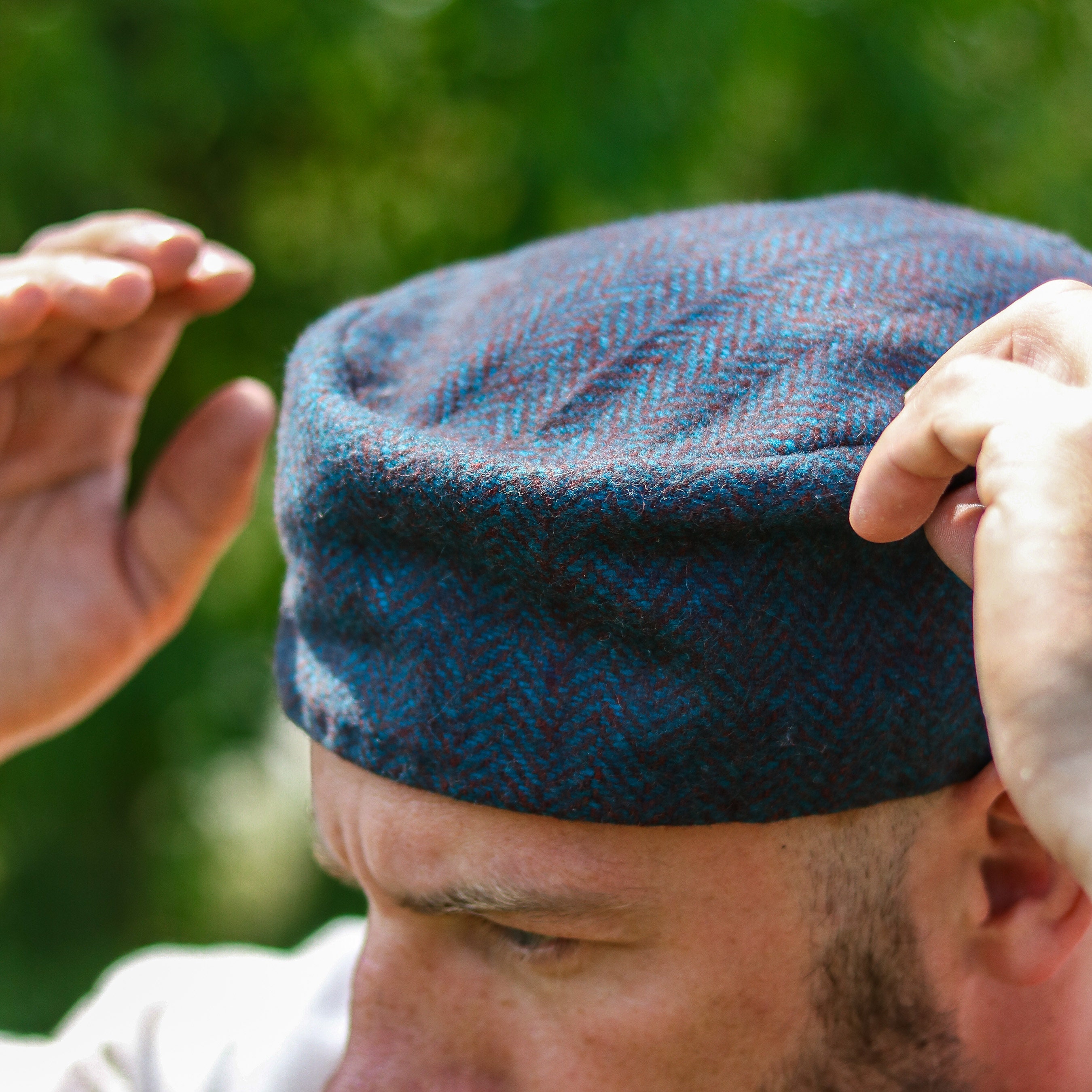 Norse Birka Hat Birka Woolen Hat Woolen Cap Herringbone Pattern