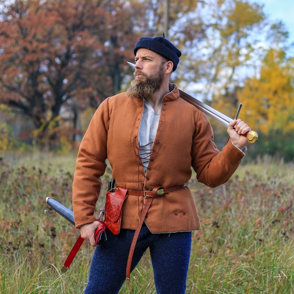 Arming Doublet - Natural Linen - 15th Century Gambeson - Late Medieval Pourpoint For Reenactment, LARP, SCA - Knight & Civil Costume