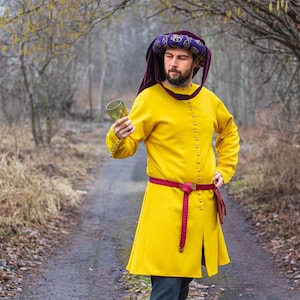 Jopula - Woolen Long Cotehardie - Authentic Historical Clothing - Medieval Tunic For Men - Reenactment, SCA, LARP - 14th century - Cosplay