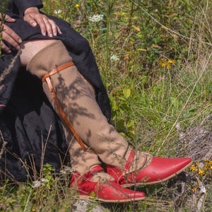Middeleeuwse damesslang - wollen kussens - 11e tot 15e-eeuwse kleding - wollen sokken voor middeleeuws kostuum, LARP, cosplay, re-enactment