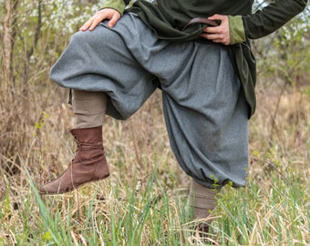 Pantalon ample viking Hedeby - Culottes d'équitation en laine du début du Moyen Âge - Mode russe - Pantalons slaves pour homme - Vêtements Viking du début du Moyen Âge