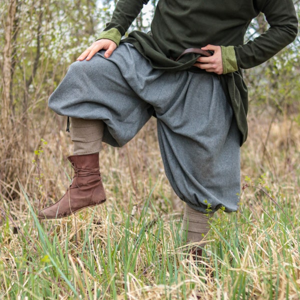 Hedeby Viking Baggy Pants - Early Medieval Woolen Breeches - Rus Fashion - Slavic Trousers For Men - Early Medieval Viking Clothing