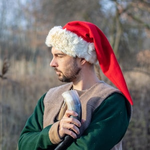 Viking Conical Hat - Wool & Natural Fur - Headwear For Men And Women - Early Medieval Triangle Hat - Viking Attire For Reenactment, LARP