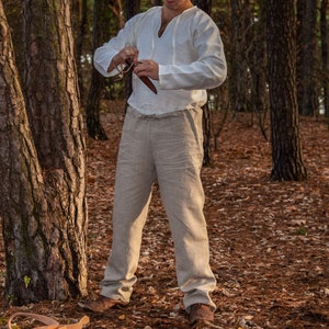 Vikingbroek van Skjoldehamn - 100% linnen broek voor heren - 11e-eeuwse Vikingkleding voor re-enactment, LARP, SCA - middeleeuwse mode