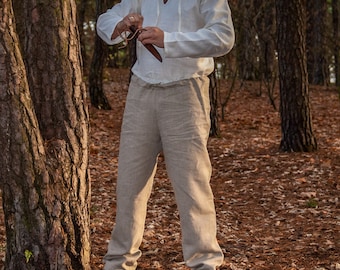 Viking Trousers From Skjoldehamn - 100% Linen Pants For Men - 11th Century Viking Clothing For Reenactment, LARP, SCA - Medieval Fashion