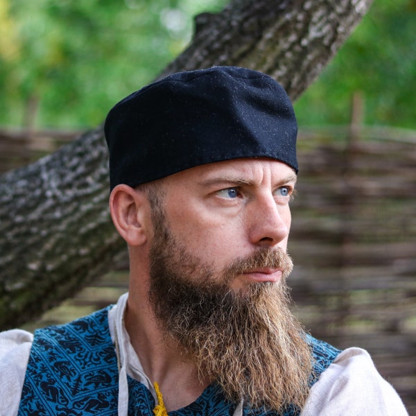 Chapeau en laine Birka - bonnet rond en laine médiéval et viking - Costume médiéval et viking de base - reconstitution, GN, fantastique, cosplay