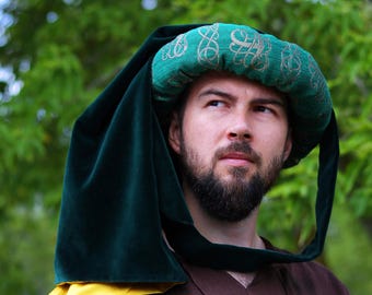 Velvet Chaperon - Luxurious Chaperone Hat For Men - Medieval Renaissance Headwear - Historical Clothing - Reenactment, LARP, Cosplay