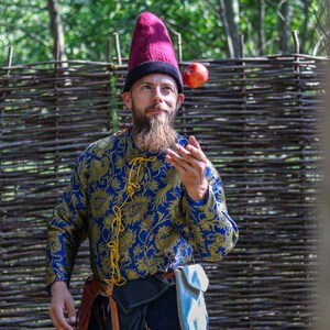 Patterned Doublet - Brocade & Linen - 14th-15th Century Jacket - Late Medieval Fashion - Historical Clothing For Men