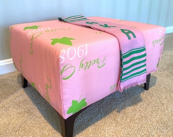 Alpha Kappa Alpha Footstool: Sorority Home Decor with Sash