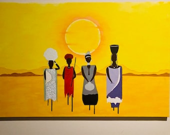 Kunstprint Nubische vrouwen: muurdecoratie Afrikaans stamportret
