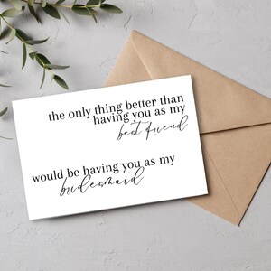 Brautjungfer Vorschläge | Trauzeugin Vorschlag Karte | Beste Freundin, Schwester, BFF, Hochzeit, Brautschmuck, Geschenkideen, niedlich, minimal, individuelle Karten