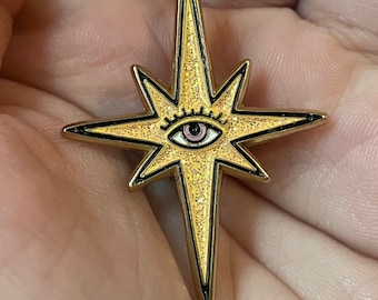 Spiritual eye in star enamel pin sparkly!
