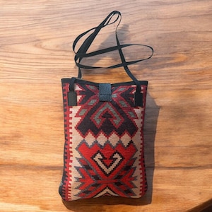 Tasche aus Polyesterstoff mit Kelim-Design, authentische Tasche, Vintage-Tasche