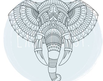 Beautiful Mandala Elephant Colouring sheet // Adult Colouring // Complex colouring // Animal Mandala