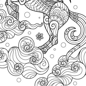 Beautiful Mandala Unicorn Colouring sheet // Adult Colouring // Complex colouring // Animal Mandala image 3