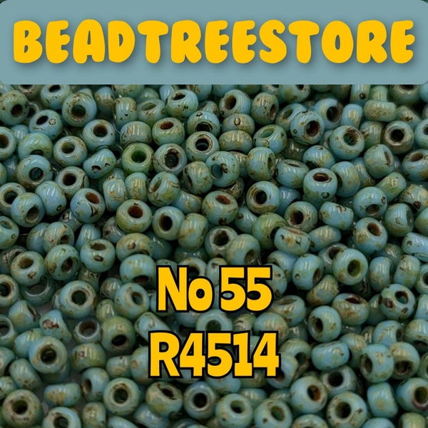 Miyuki Round Rocailles Seed Beads 11/0 R4514 Picasso Seafoam Green 10g - Round Beads, Japanese Seed Beads, Miyuki Beads, Seed Beads,