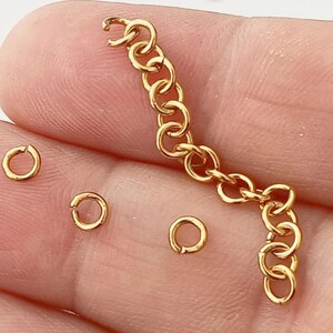 100 Pcs Gold Tone Stainless Steel Jump Ring Strip - Tarnish Resistant 4mm (0.7mm Wire) Waterproof & Hypoallergenic Making Supplies