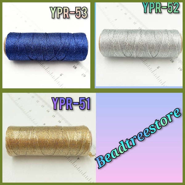 0.7 MM - AAA Qualité Nouage Cordon en Nylon Tressé Shamballa, Cordon Métallisé, Corde perlée en Macramé, Cordon en Nylon Métallique, Bobine de 50 mètres