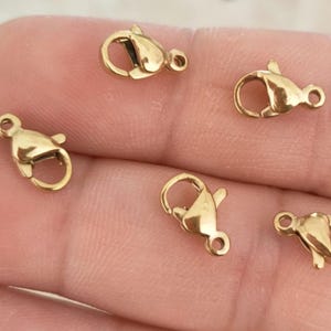 20 Pcs A-Grade Gold Plated Stainless Steel Lobster Claw Clasps - 10mm (501 Group) - Non-Tarnish, Hypoallergenic Jewelry Clasps