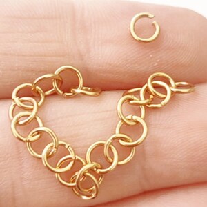 100 Pcs Gold Tone Stainless Steel Jump Ring Strip - Tarnish Resistant 5mm (0.7mm Wire) Waterproof & Hypoallergenic Making Supplies