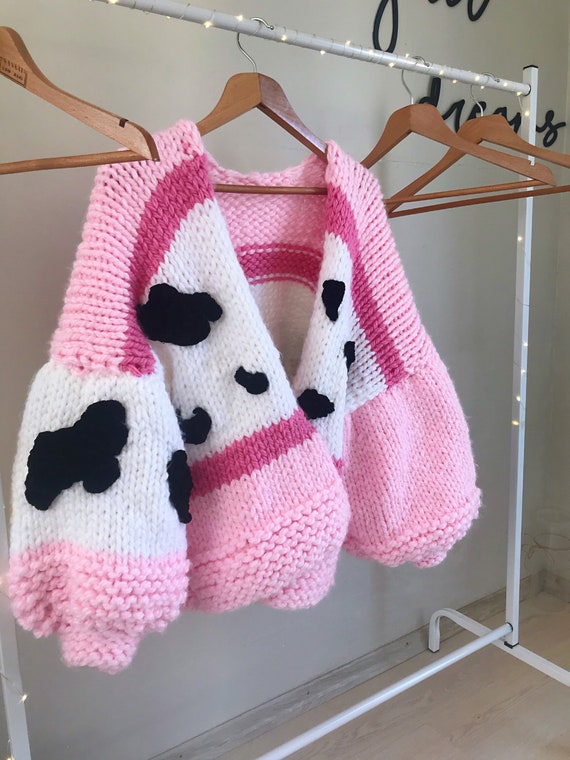 OVERSİZED Pink Cow Cardigan/ Cardigan 