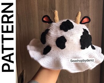Cow Bucket Hat PATTERN Crochet Handmade Hat|pattern
