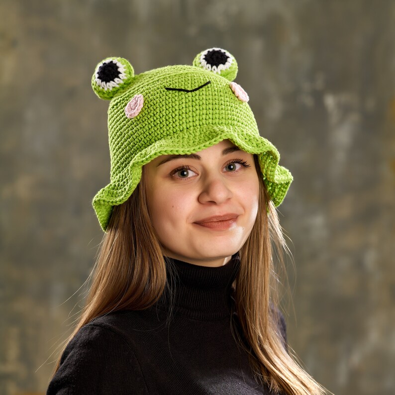 Frog Bucket Hat Crochet Handmade Hat Frog Cute Hat Funny Etsy Australia