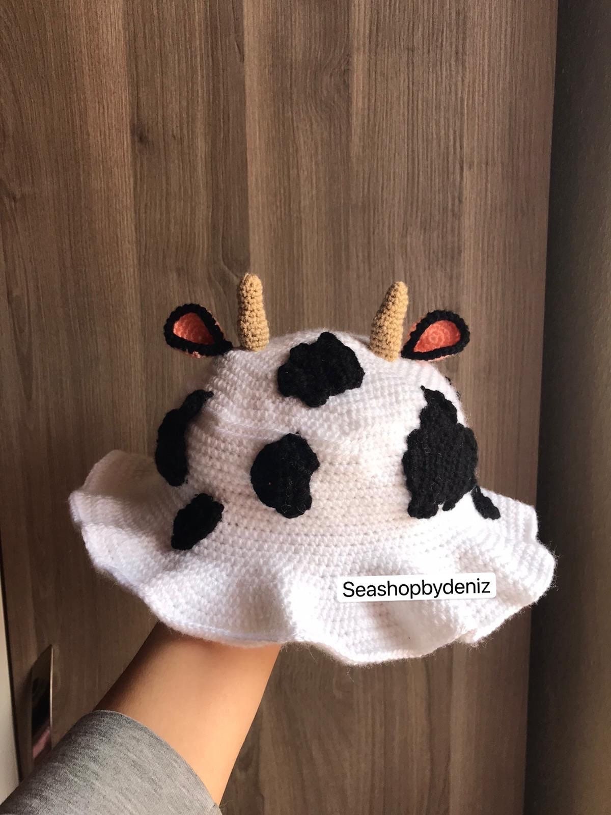 Cute Cow Bucket Hat Crochet Handmade 