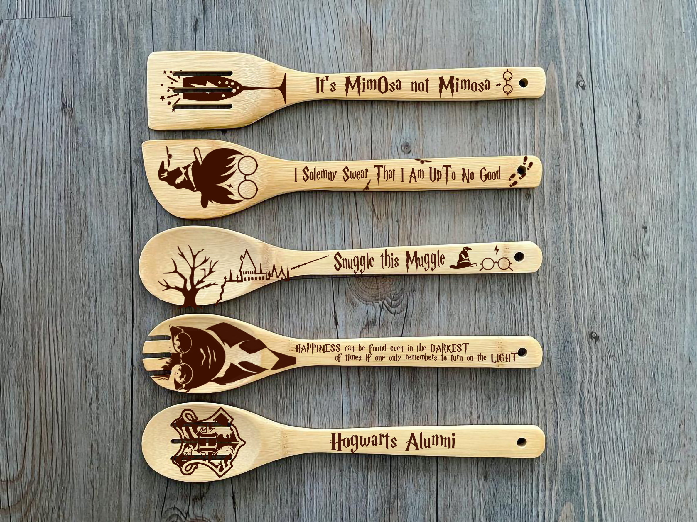 Harry Potter Bamboo Kitchen Cooking Utensils Set Harry Potter | Etsy
