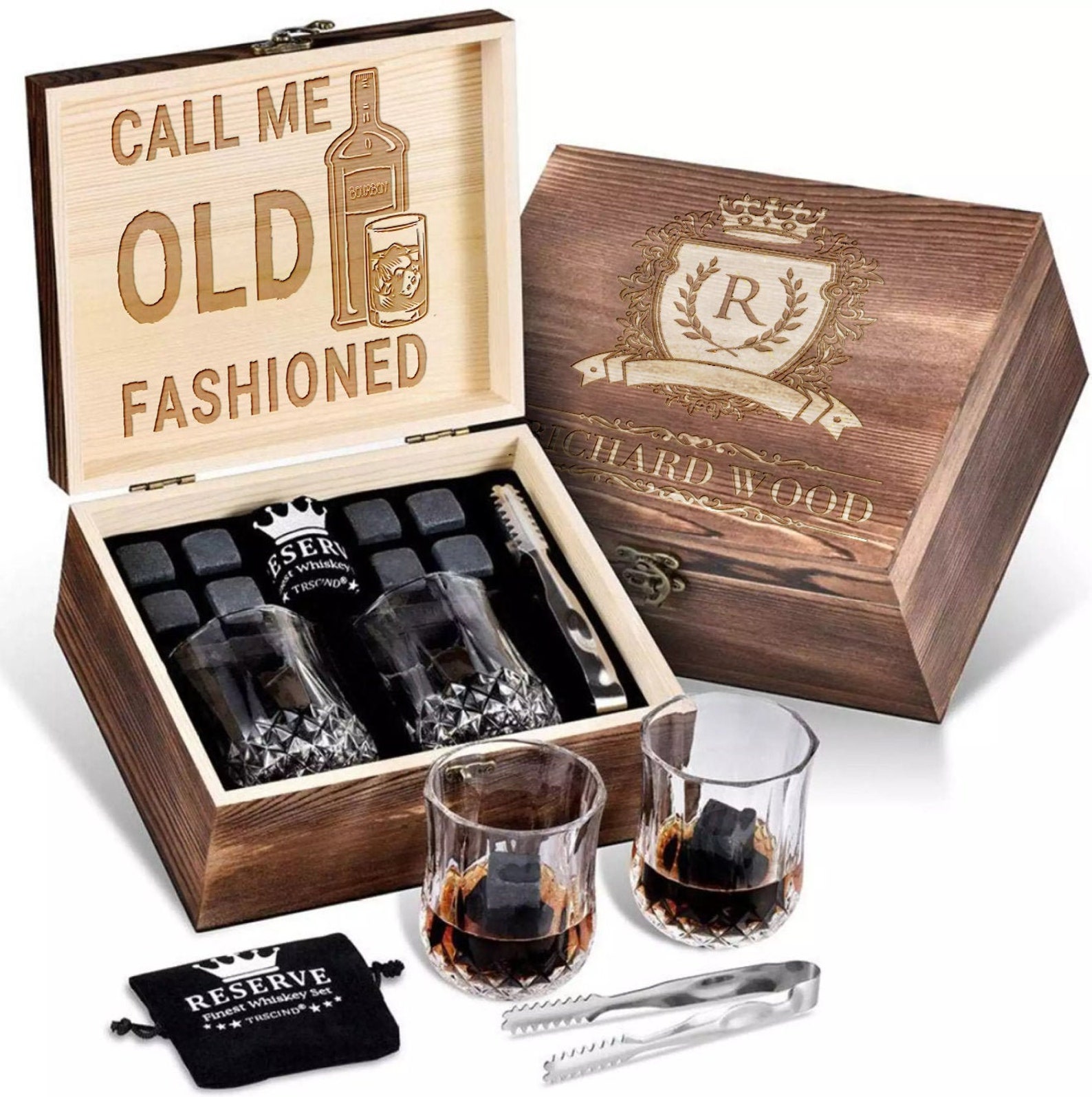 Call Me Old Fashioned Personalized Whiskey Stones Gift Set Etsy