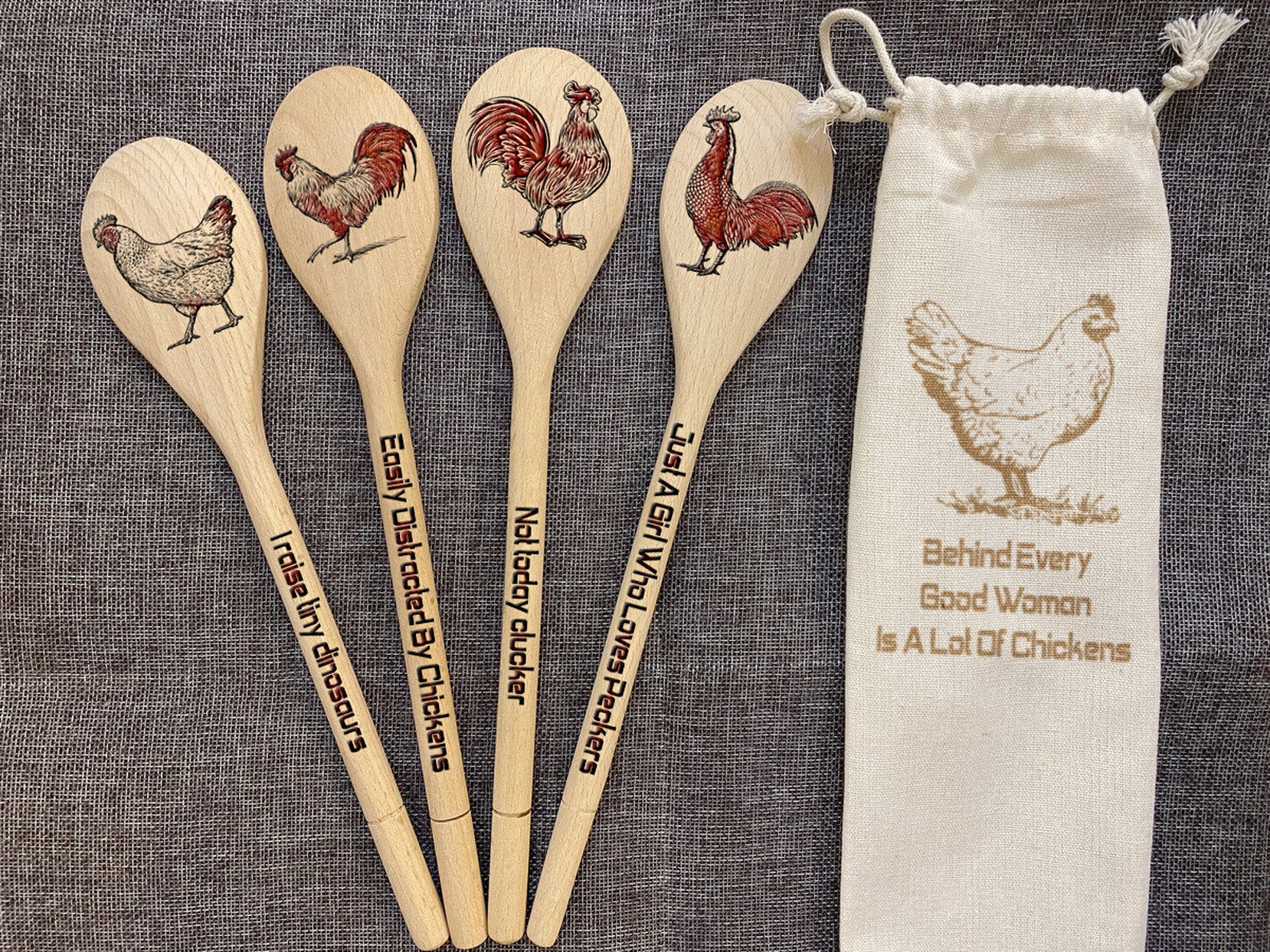 Chicken Gifts Wood Burned Spoons Chicken Farm Wooden Spoon Etsy