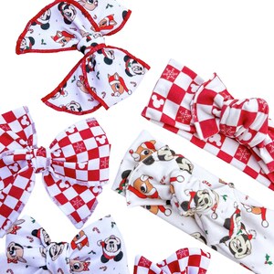 Magical Holiday Friends Headwraps, Brynn Bows & Big Bows/Disney/Christmas/Mickey Checkered/Rudolph/Reindeer/Baby Girl Bow/Toddler