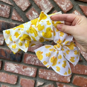 Rubber Ducky Headwrap & Brynn Bows/Long Tail/Yellow/Baby Girl/Toddler Bow Clip/Ducks/Duckies